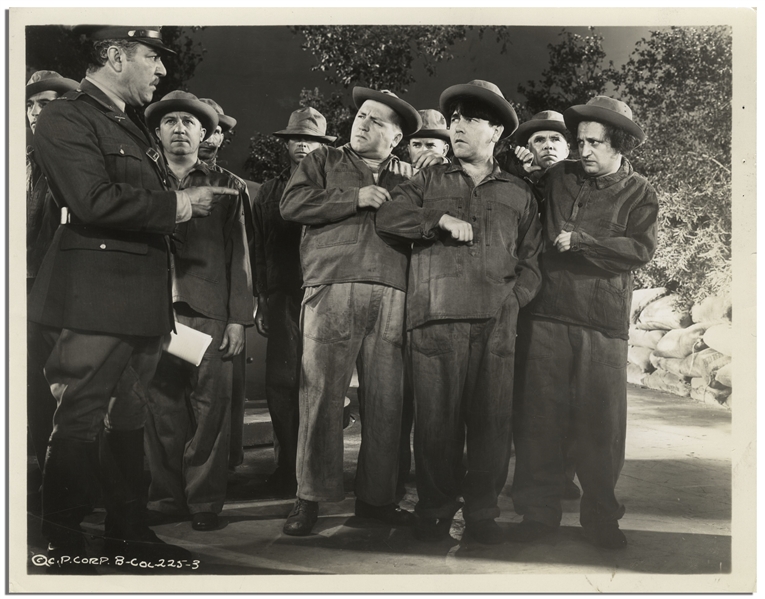 Moe Howard Personally Owned 10'' x 8'' Glossy Photo From the 1936 Three Stooges Film ''Half Shot Shooters'' -- Very Good Condition
